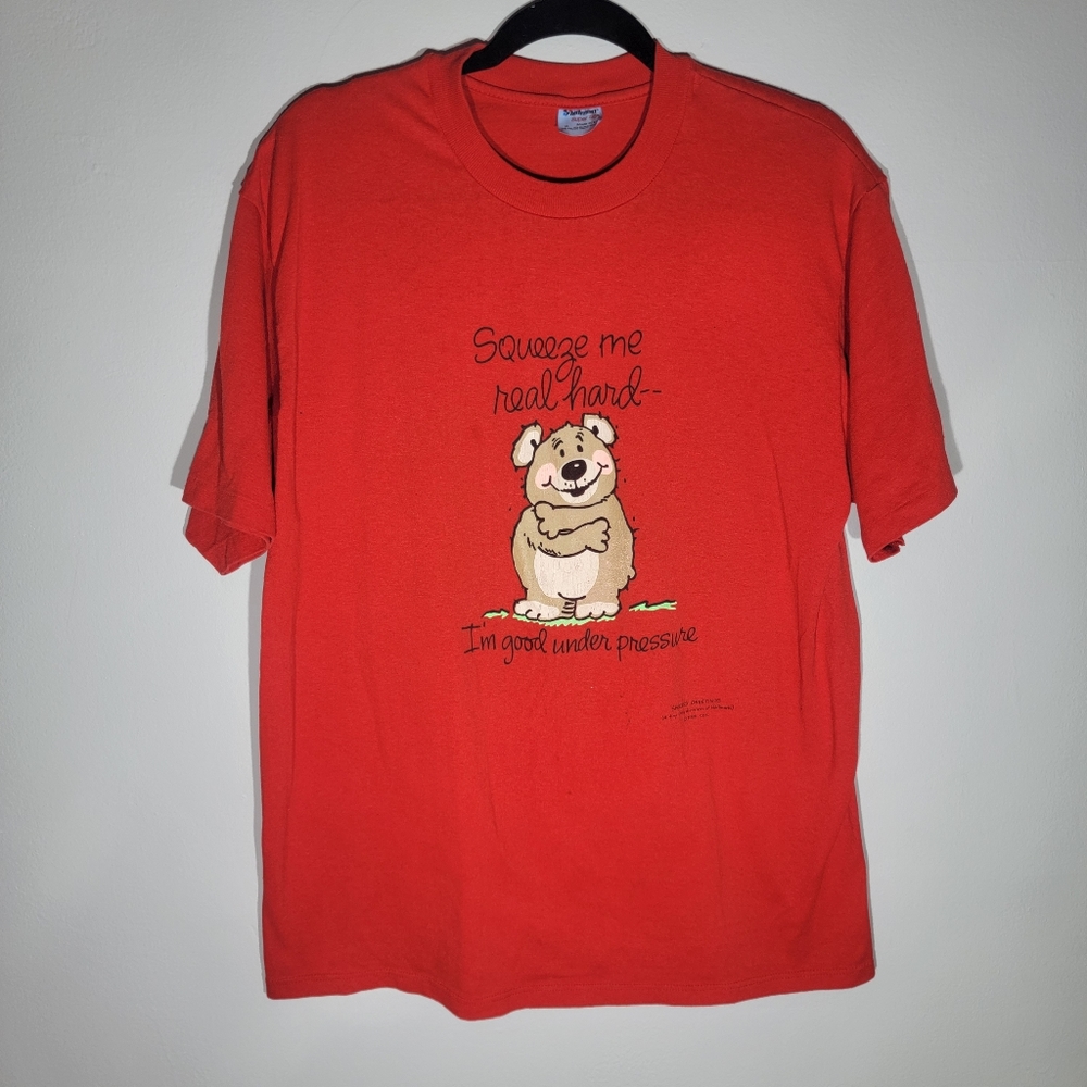 🧸90S STEDMAN SHOEBOX HALLMARK SQUEEZE ME REAL HARD TEDDY BEAR T🧸